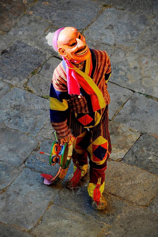 Performing artist at a monastery festival in Jakar Dzong fortress