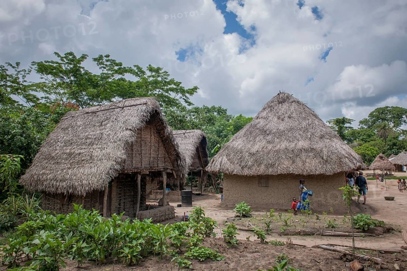 Houses in a village on the Moa River