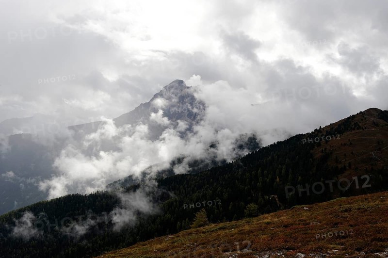 Peitlerkofel Mountain in the clouds
