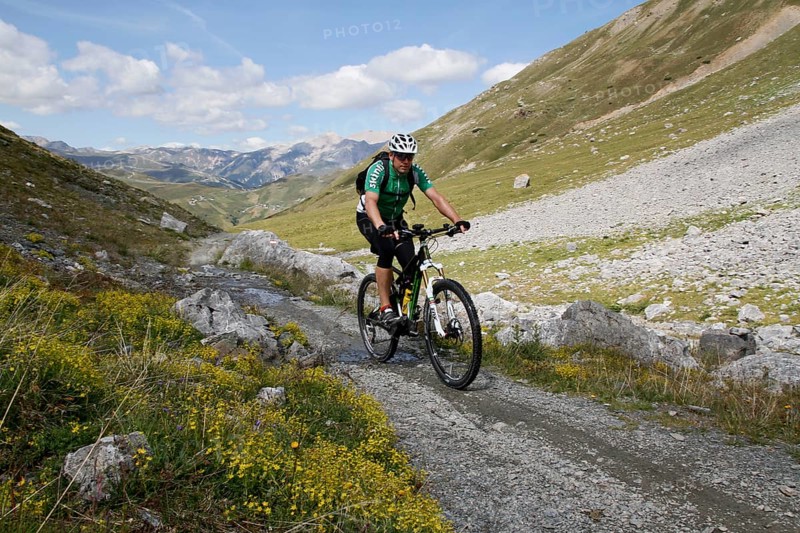 Mountain biker in Val Pila