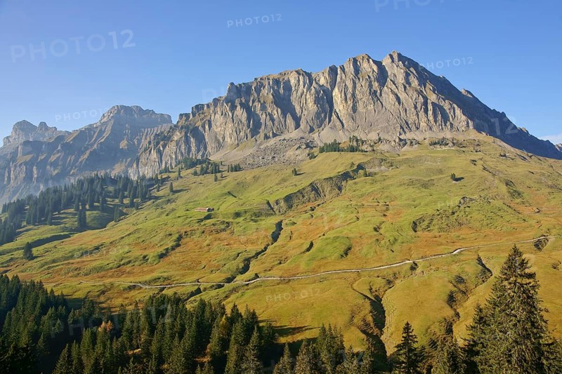 Autumnal alpine meadows at Pragelpass