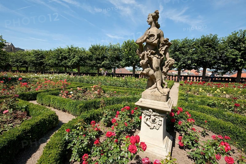 Sculpture in the rose garden of Neue Residenz or New Residence Bamberg