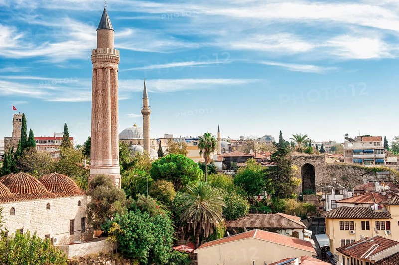 Yivli Minare Mosque and the old city