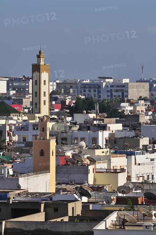 Cityscape with a minaret of the Mosque of Mohammed V