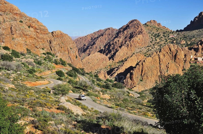 Car travelling on a mountain road