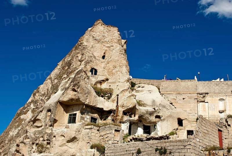 Cave dwellings in hollowed tuff rock