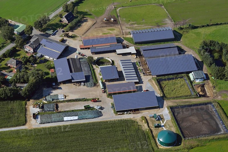 Farm with solar panels on the roofs