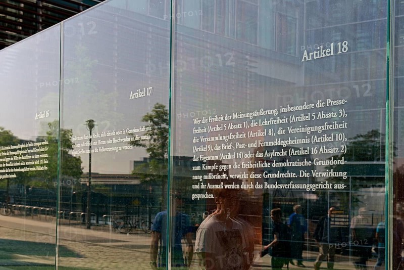 Panels with the articles of the Basic Law for the Federal Republic of Germany