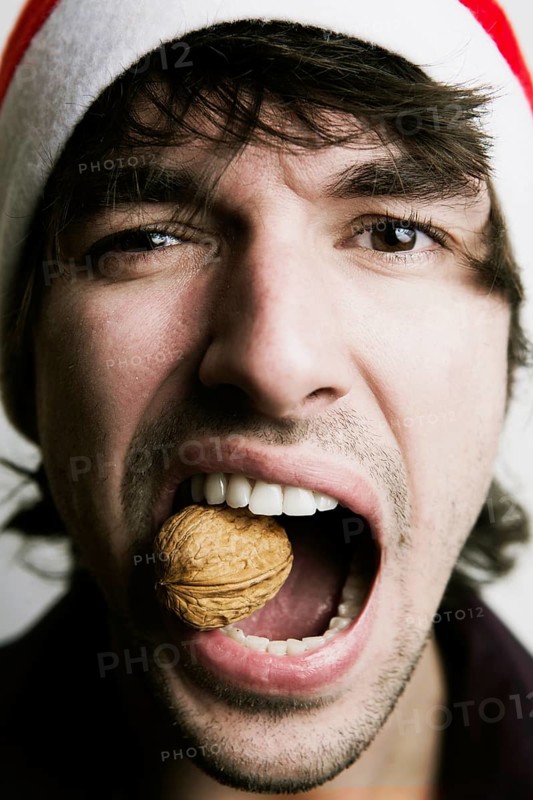 Young Man with a Santa hat