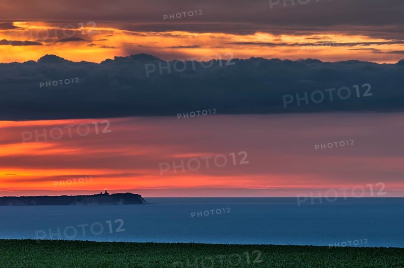 Views towards Cape Arkona with a lighthouse at sunset