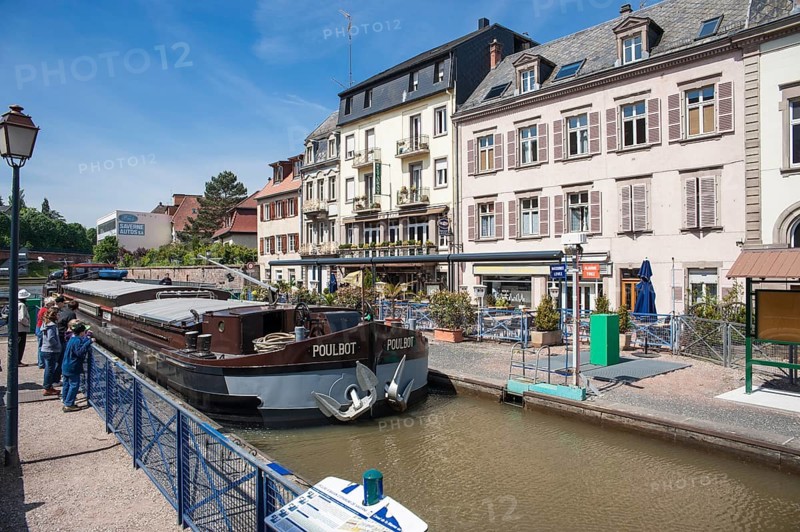 Barge at the lock of the Marne–Rhine Canal