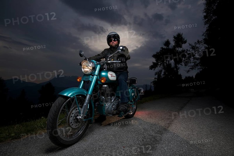 Motorcycle rider on his motorbike