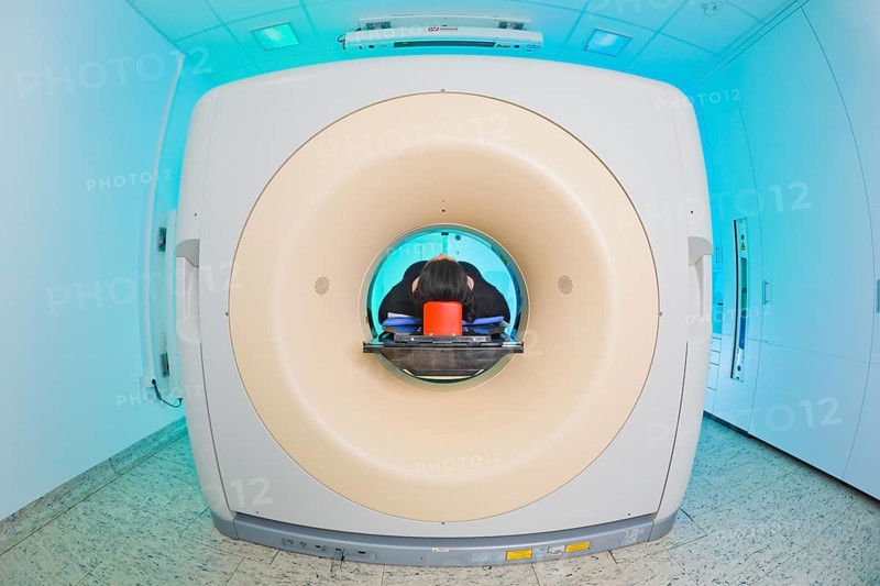 Patient lying in a computed tomography
