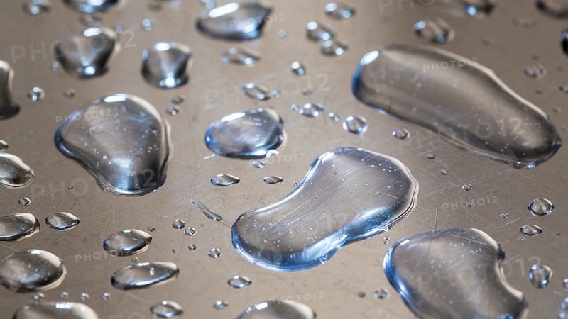 Water droplets on a metal surface
