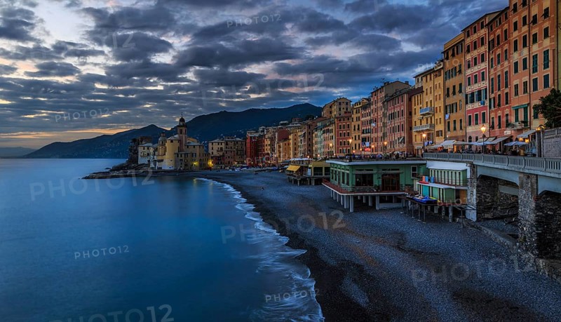 Seaside of Camogli at dusk