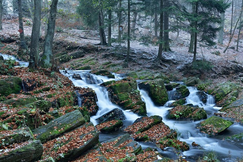Waterfall in the Selke River in autumn