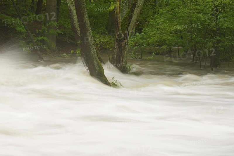 Waterfall on the Selke River during a flood