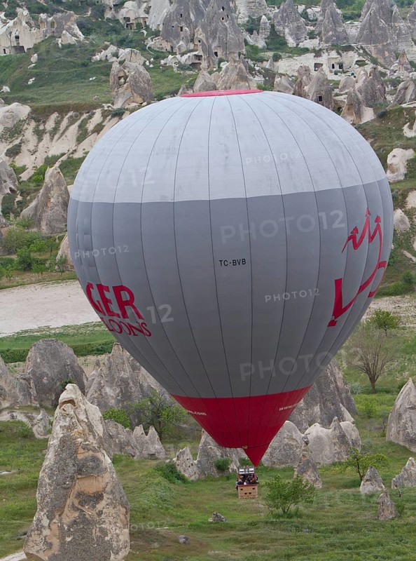 Hot-air balloon flight over the Fairy Chimneys made of tufa
