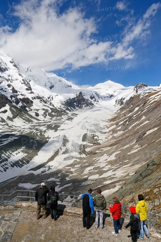 View from Kaiser-Franz-Josef-Hoehe over Pasterze Glacier with Grossglockner Mountain