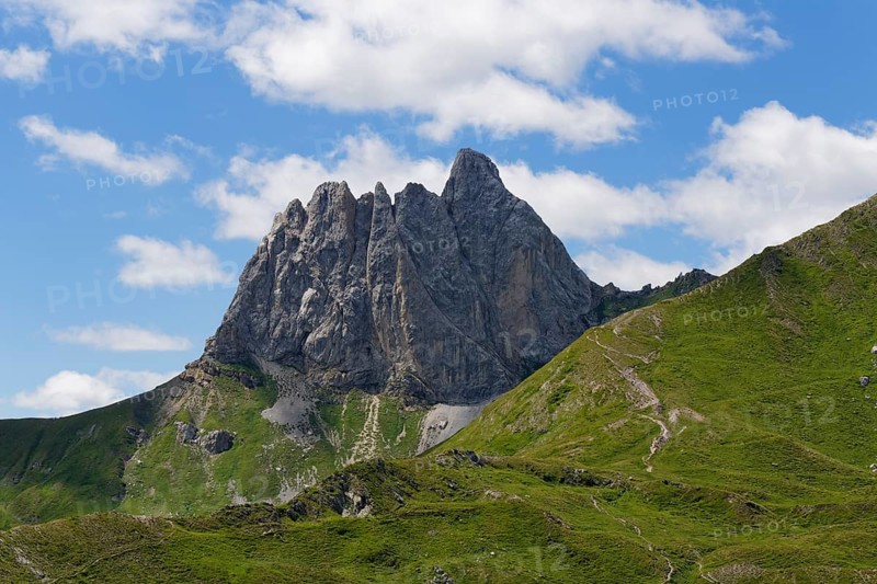 Oefner Joch pass and Hochweissstein Mountain or Monte Peralba in Friaul