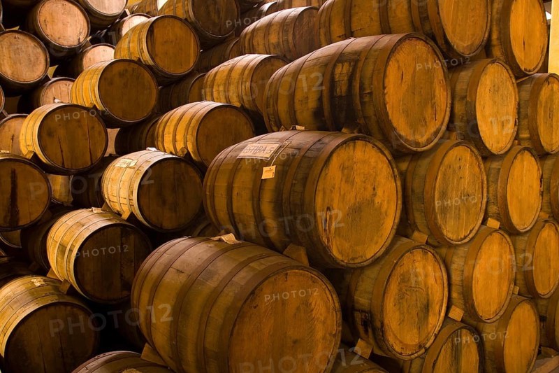 Wooden barrels with tequila