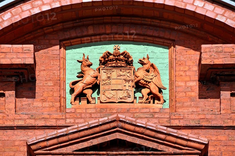 Coat of arms of the Free State of Mecklenburg-Schwerin on the City Hall
