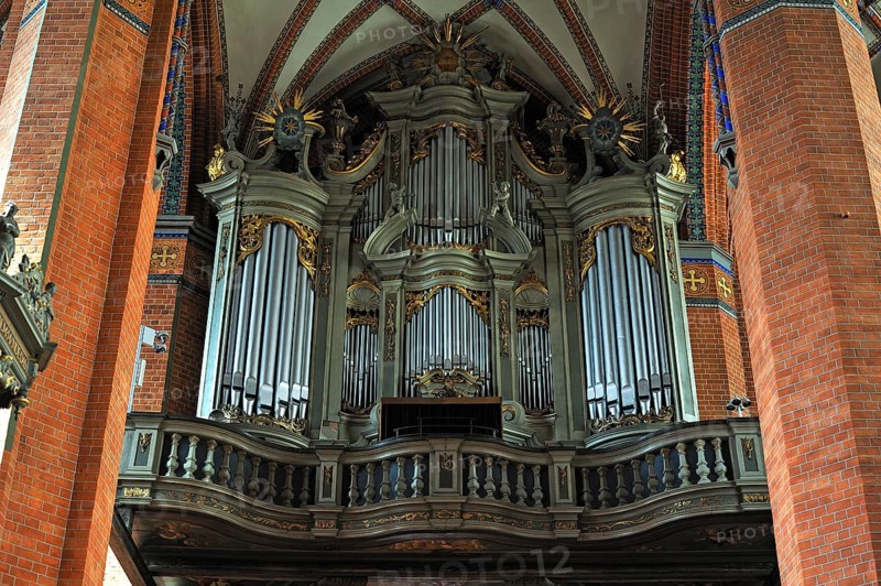 Organ with Baroque organ case in the Marienkirche or St. Mary's Church