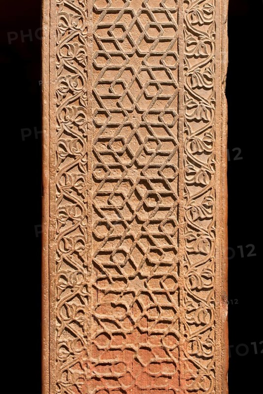 Decorative elements carved on a sandstone pillar