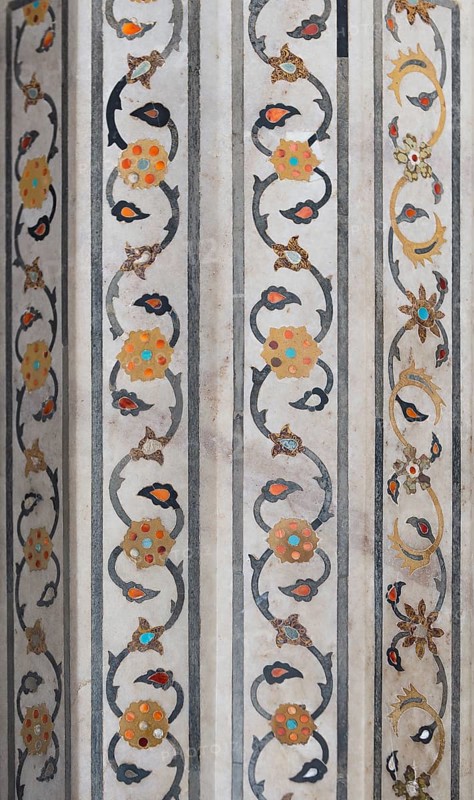 Coloured stone and glass inlays