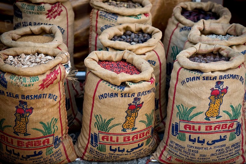 Bags filled with spices