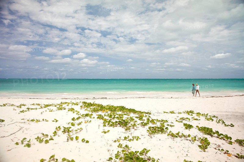 Couple walking along the beach