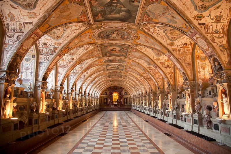 Statues in the Renaissance Antiquarium or Hall of Antiquities in the Munich Residence