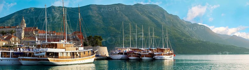 Charter cruise boats in the harbour of Korcula town