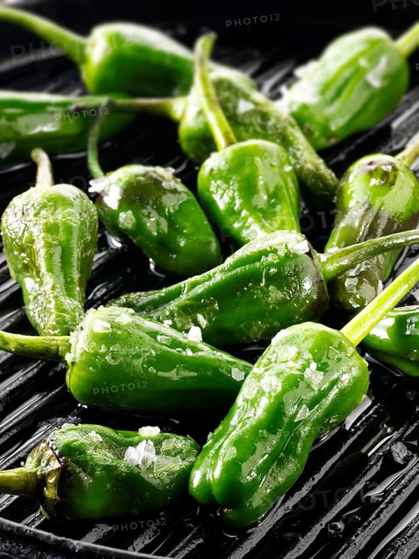 Griddled whole padron peppers