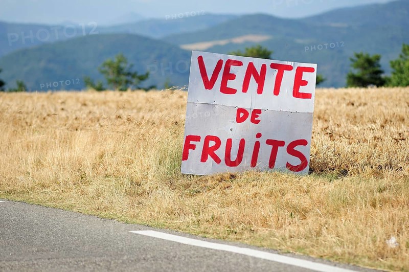 Fruit for sale sign near Puimoisson