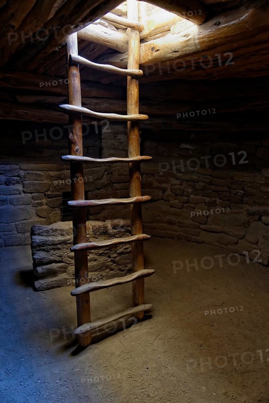 Ladder in a room of the Anasazi cliff dwelling Spruce Tree House