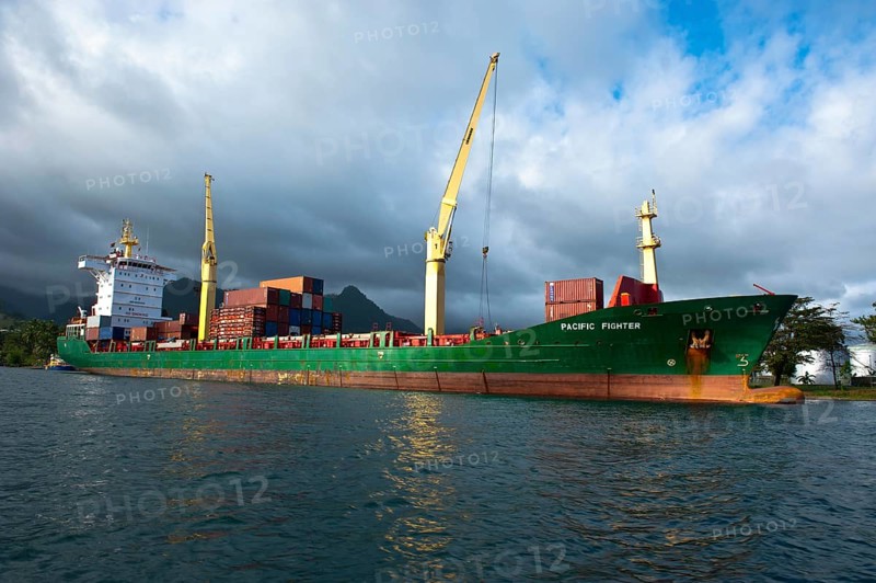 Container ship in the port