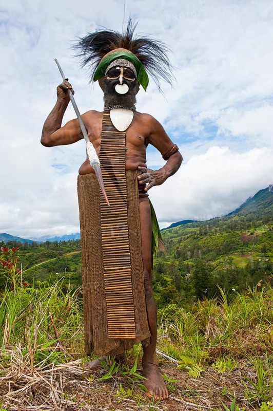 Decorated and painted tribal chief in the Highlands