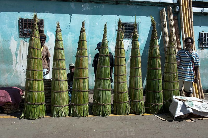 Reed for sale in front of the market hall