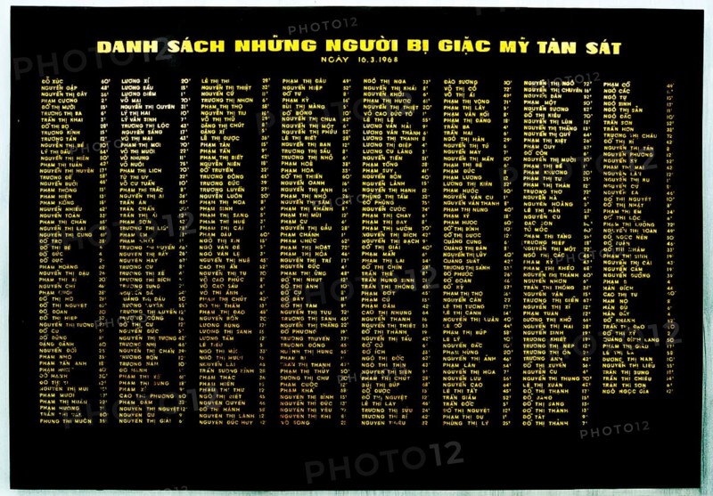 Memorial plaque with the names of the 503 victims of the My Lai Massacre from 16th March 1968