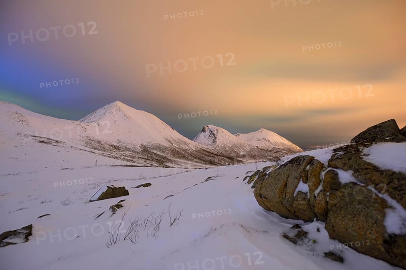 Mountains in the moonlight in winter