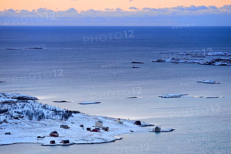 Fjord with islands during the blue hour