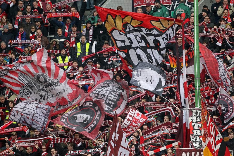 Fans of 1. FC Kaiserslautern at the Fritz-Walter-Stadion