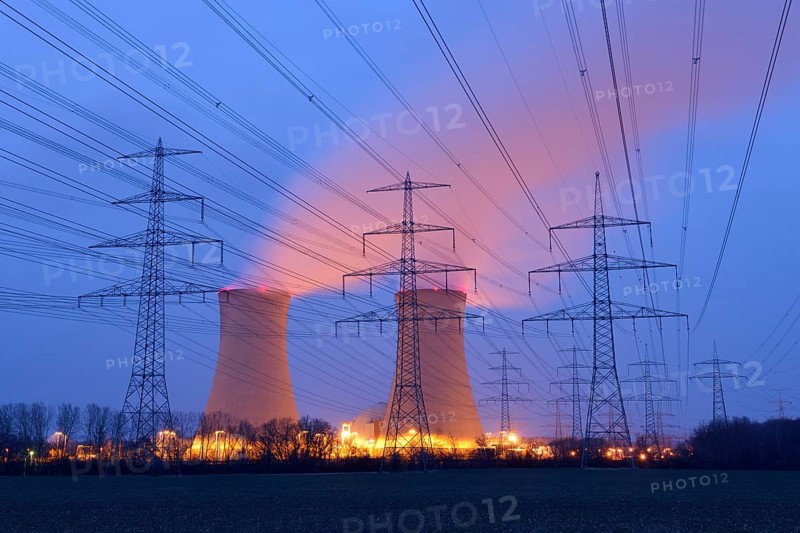 Grafenrheinfeld Nuclear Power Plant at dusk