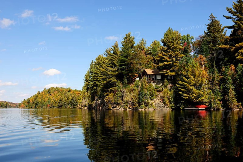House on a rock surrounded by woods