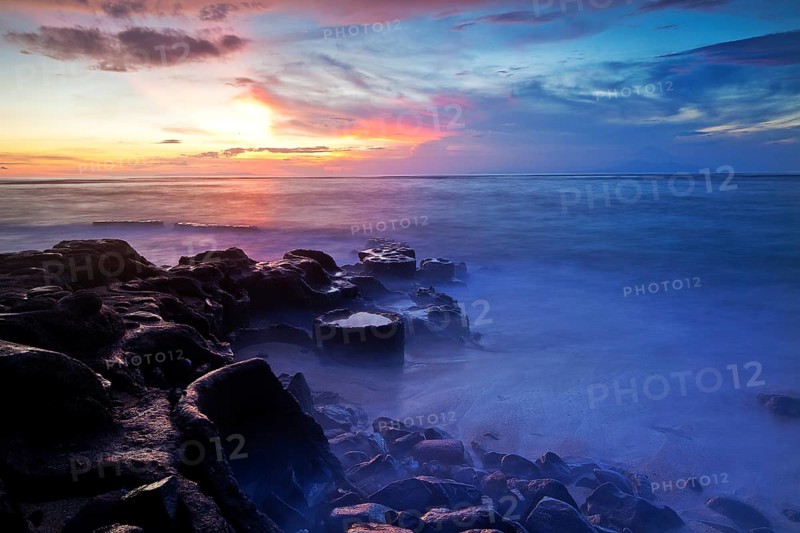 Coastal landscape after sunset