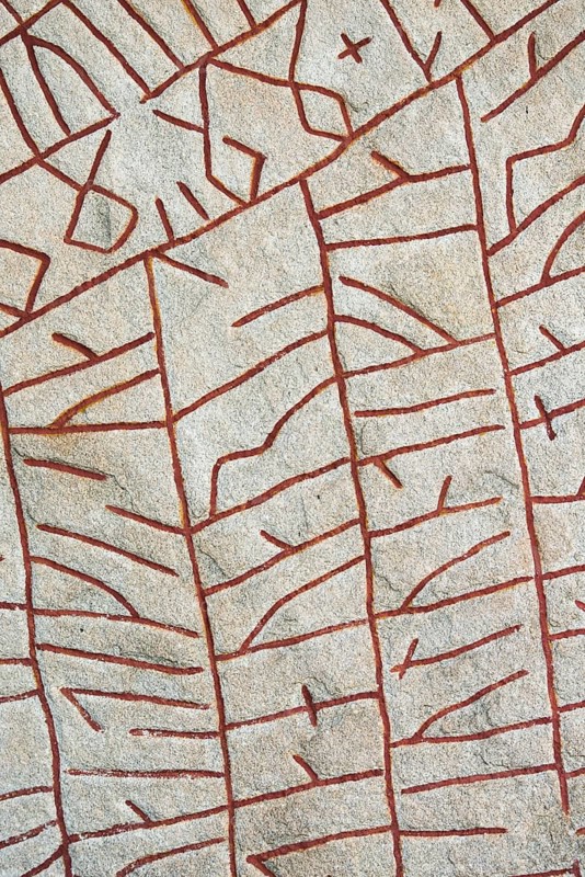 Historic Nordic runes engraved in stone