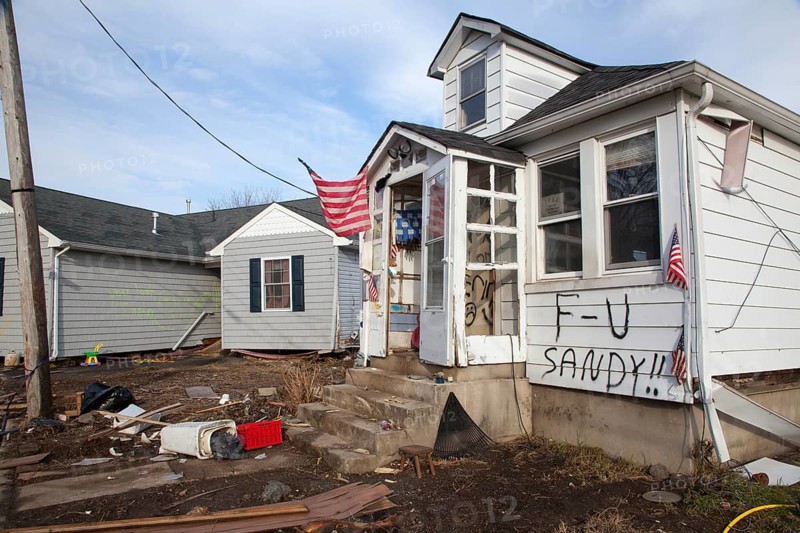 A house heavily damaged by Hurricane Sandy