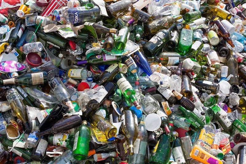 Glass collected for recycling