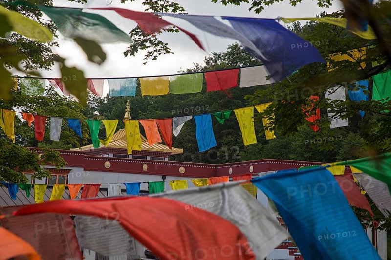 Prayer flags outside the Karma Triyana Dharmachakra